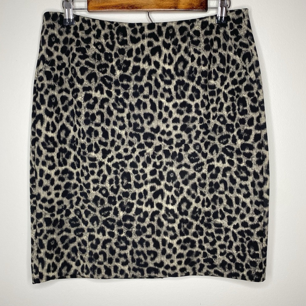 Cabi Leopard Skirt Size 6 Animal Print Stretch #3402 London Calling